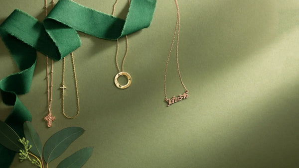 Flat lay of Christian Necklaces from Glor-e