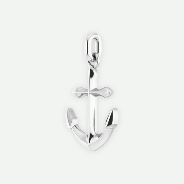 Angled View of Sterling Silver ANCHORED Unisex Christian Pendant