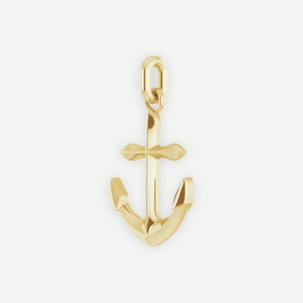 Angled View of Yellow Gold ANCHORED Unisex Christian Pendant
