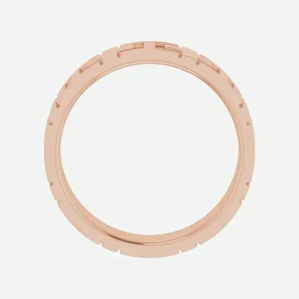 CROSSED Christian Ring Men 14K Rose Gold Top View