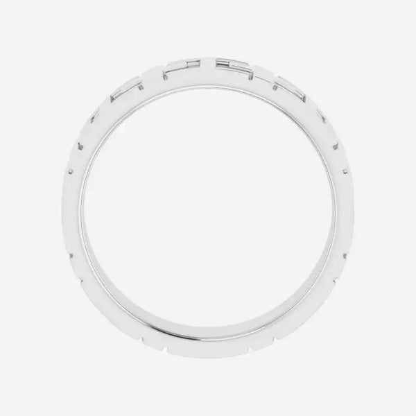 CROSSED Christian Ring Men 14K White Gold Top View