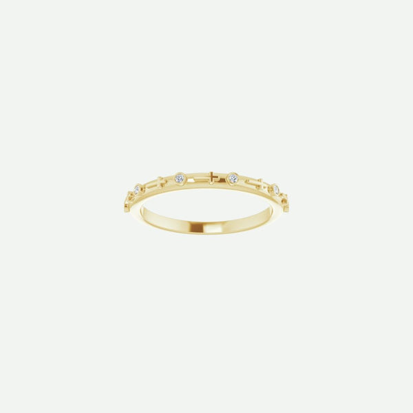 Front view of the GRACED yellow gold cross ring, showcasing its slender band and refined spiritual elegance.