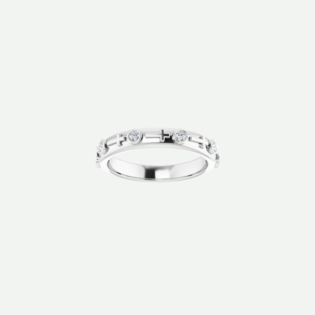 Front view of the GRACED sterling silver ring, crafted to embody faith, beauty, and refined Christian style.