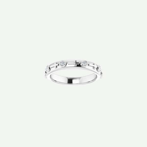 Front view of the GRACED sterling silver ring, crafted to embody faith, beauty, and refined Christian style.