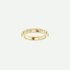 Front view of the GRACED yellow gold cross ring with a wider band, reflecting strength and modern Christian style.