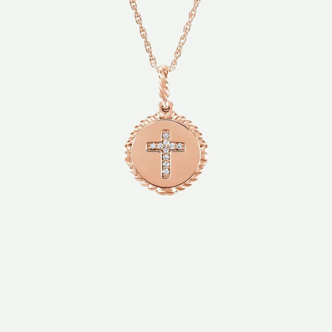 Front View of Rose Gold DÉLIVRÉE Christian Necklace For Women