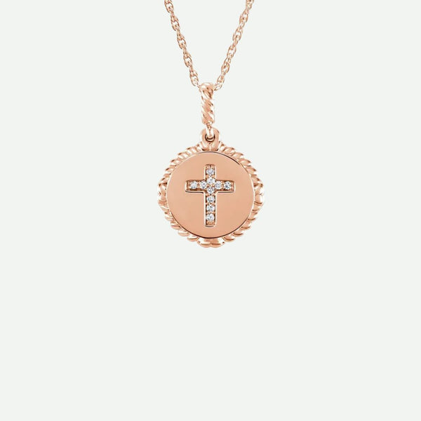 Front View of Rose Gold DÉLIVRÉE Christian Necklace For Women