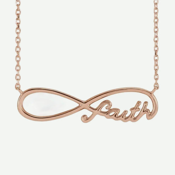 Front View of Rose Gold FAITHFULLY Christian Necklace For Women