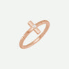 Front view of the PRECIOUS rose gold cross ring adorned with a central pearl, uniting warmth, elegance, and devotion.