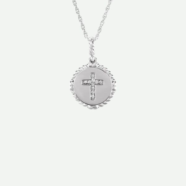 Front View of Sterling Silver DÉLIVRÉE Christian Necklace For Women