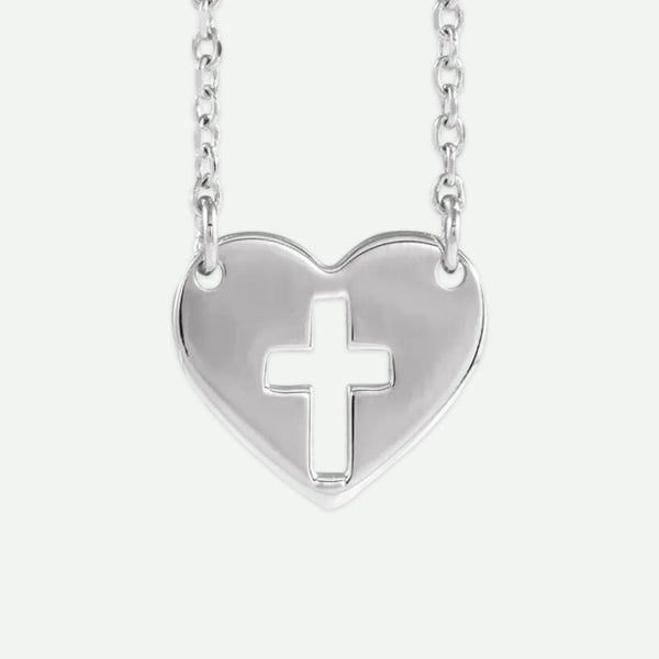 Front view of Sterling Silver PURE LOVE Christian Necklace