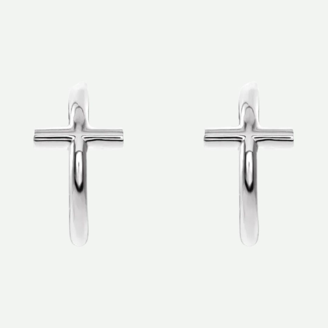 Front View of White Gold THRIVE Christian Earrings For Women