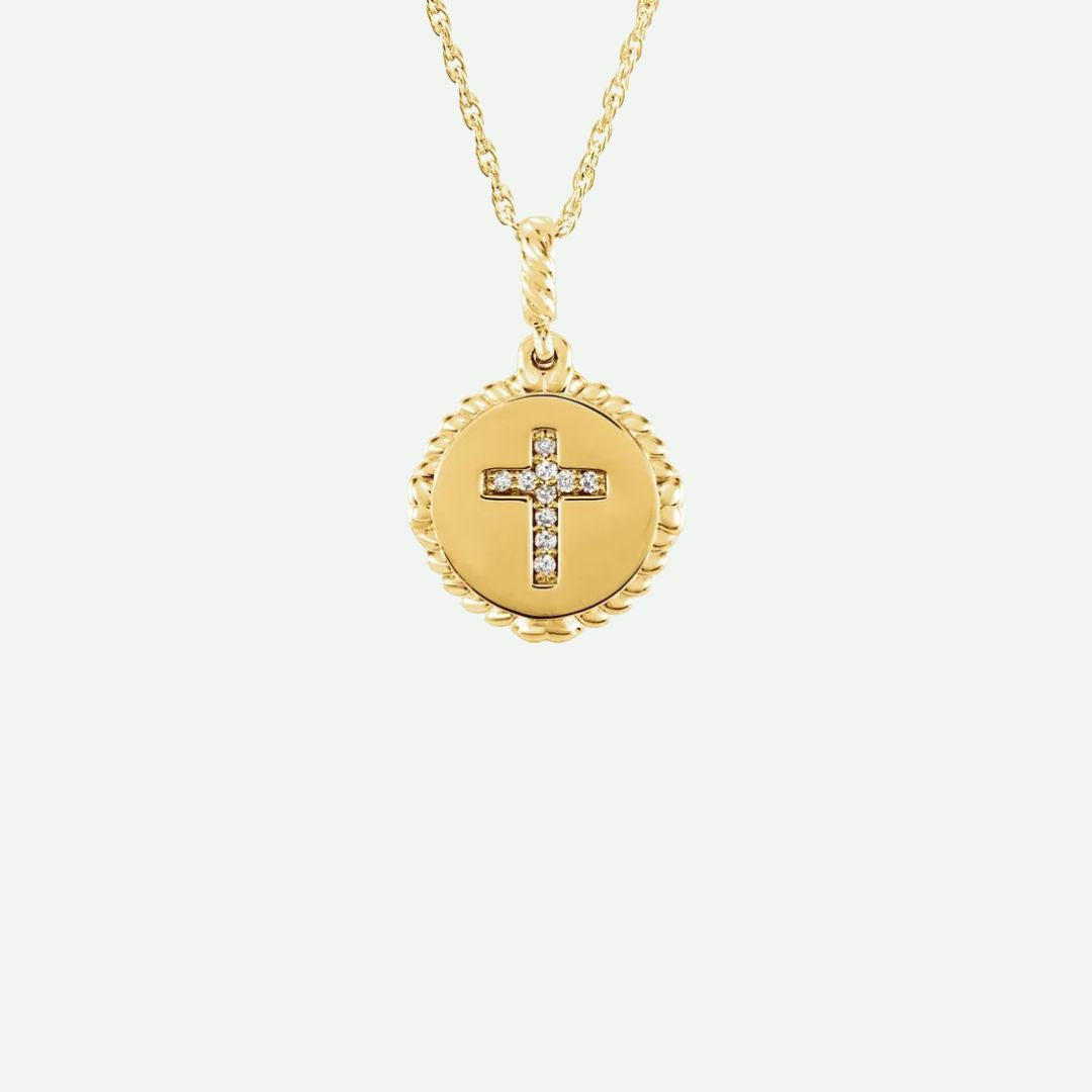 Front View of Yellow Gold DÉLIVRÉE Christian Necklace For Women