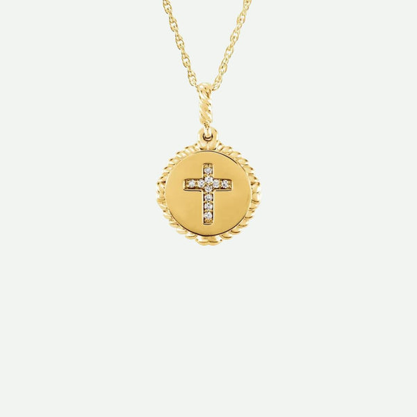 Front View of Yellow Gold DÉLIVRÉE Christian Necklace For Women