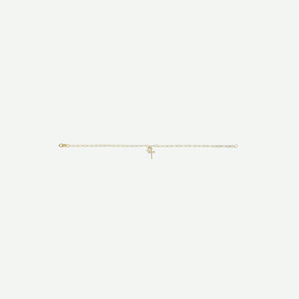 Front View of Yellow Gold LINKED Christian Necklace For Women