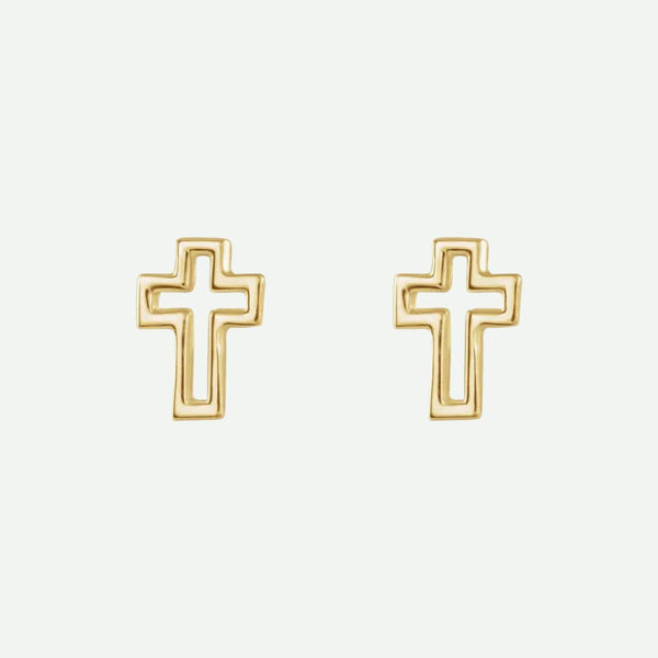 Front View of Yellow Gold PERPÉTUEL Christian Earrings For Women