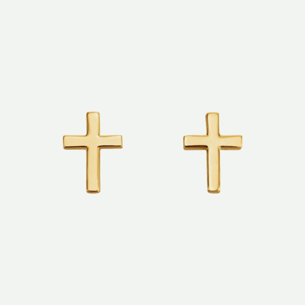 Front View of Yellow Gold SIMPLICITE Christian Earrings For Women