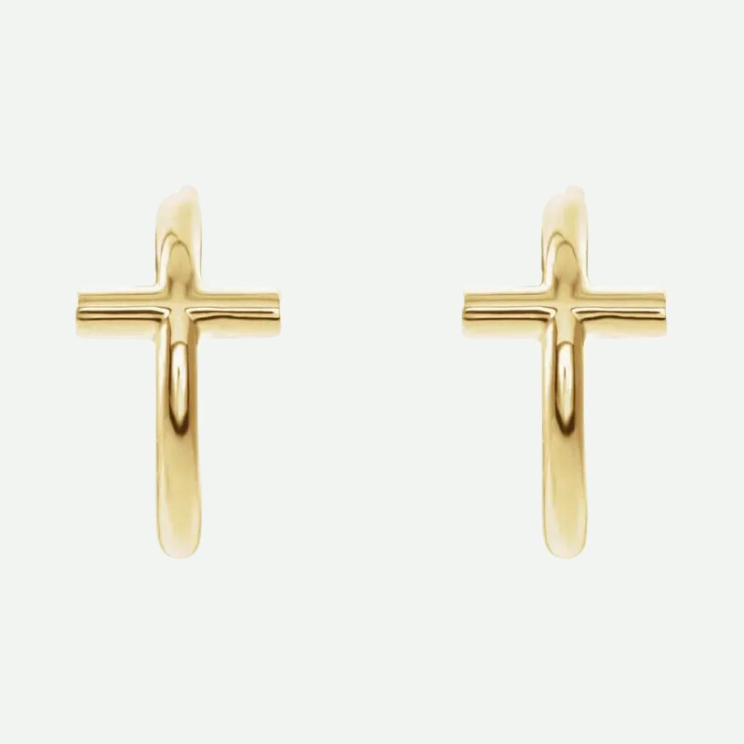 Front View of Yellow Gold THRIVE Christian Earrings For Women