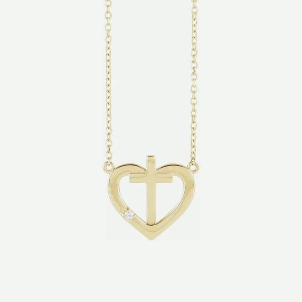 Front View of Yellow Gold TRUE LOVE Christian Necklace for Women