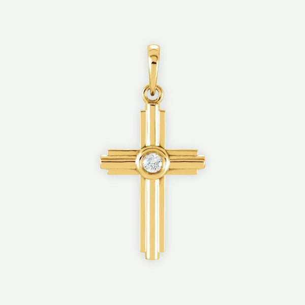 Front View of Yellow Gold ADOREE Unisex Christian Pendant