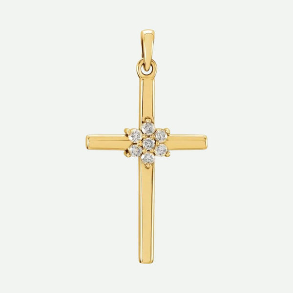 Front View of Yellow Gold FAITHFUL Christian Pendant For Women 1.5