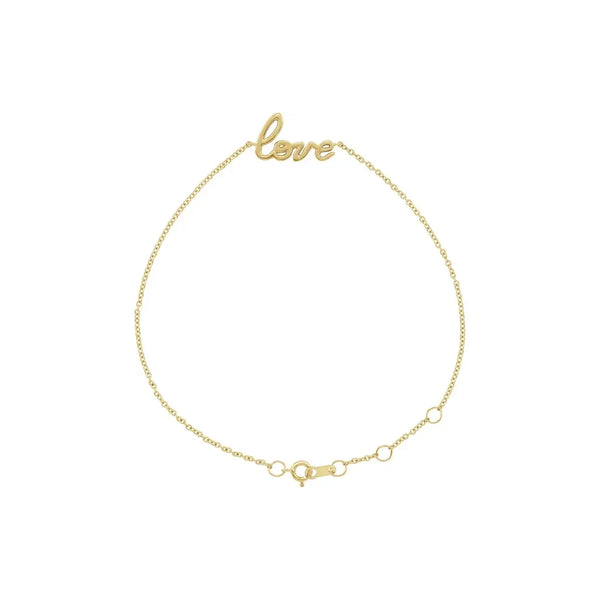 Front View of Yellow Gold LOVE Christian Bracelet For Women (White Background)
