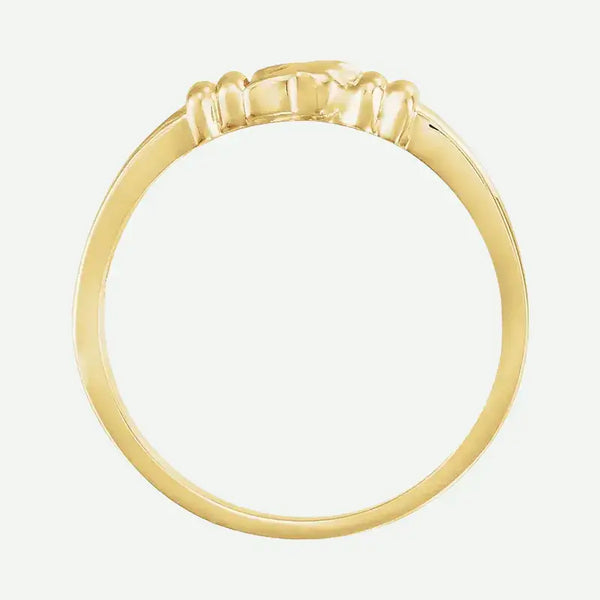 HOLY SPIRIT Purity Ring Women 14K Yellow Gold Top View