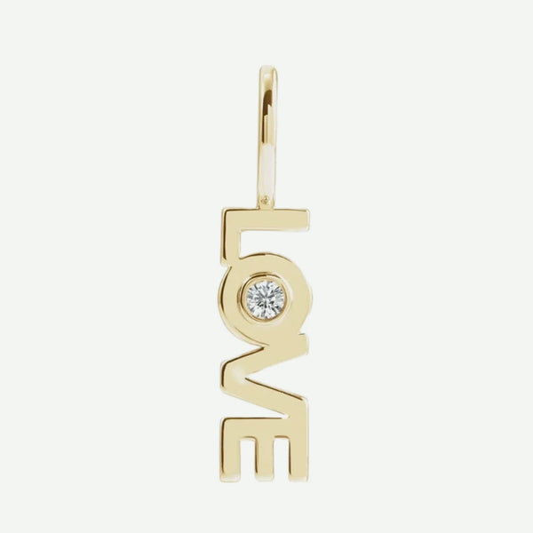 Front View of Yellow Gold LOVE Christian Pendant