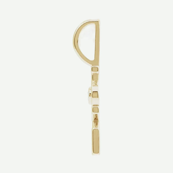 Side View of Yellow Gold LOVE Christian Pendant