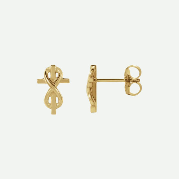 Mixed View of Yellow Gold INFINITE LOVE Christian Earrings For Women
