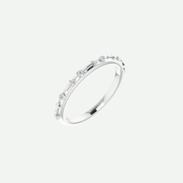 Front view of GRACED sterling silver Christian ring for women, highlighting its minimalist cross design and elegant simplicity.