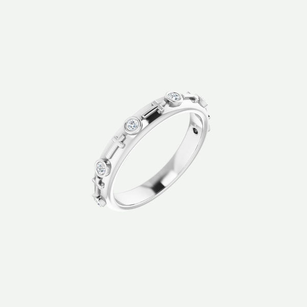 Oblique view of the GRACED sterling silver ringfor owmen , crafted to embody faith, beauty, and refined Christian style.