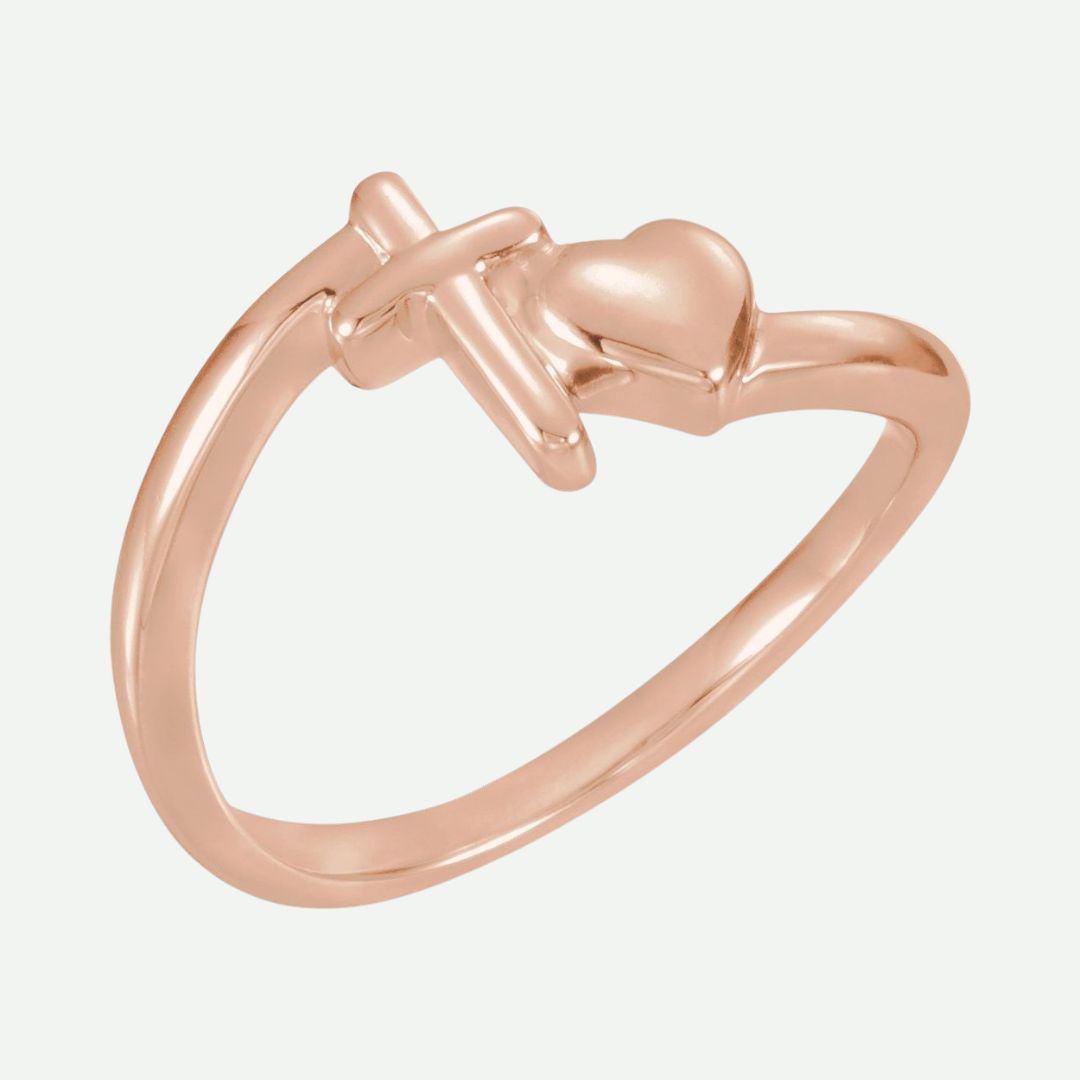 Oblique View of Rose Gold CHASTITY Christian Ring For Women