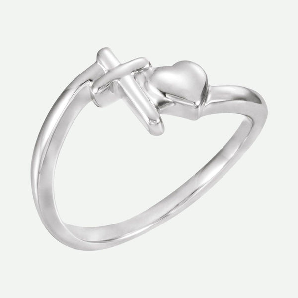 Oblique View of Sterling Silver CHASTITY Christian Ring For Women