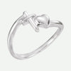 Oblique View of White Gold CHASTITY Christian Ring For Women