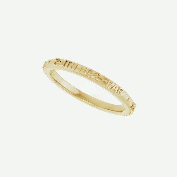 Right Oblique View of Yellow Gold FNF Christian Ring For Women