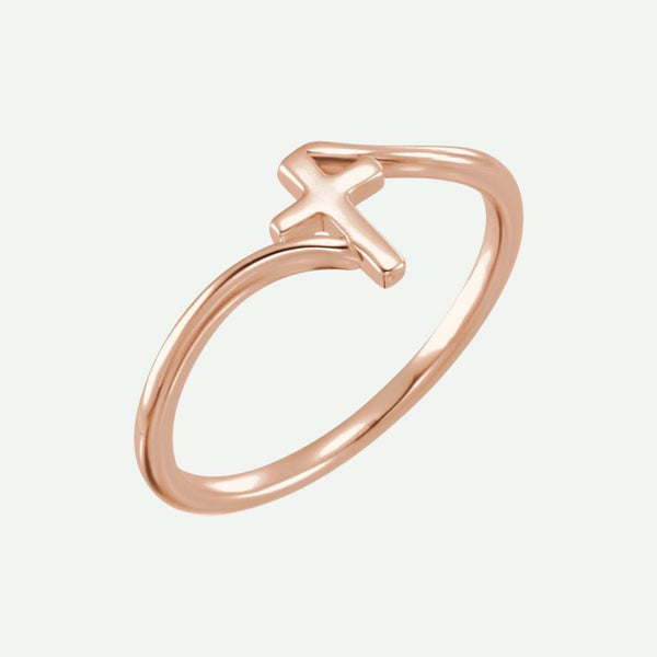 Right Oblique View of Rose Gold SOLACE Christian Ring For Women