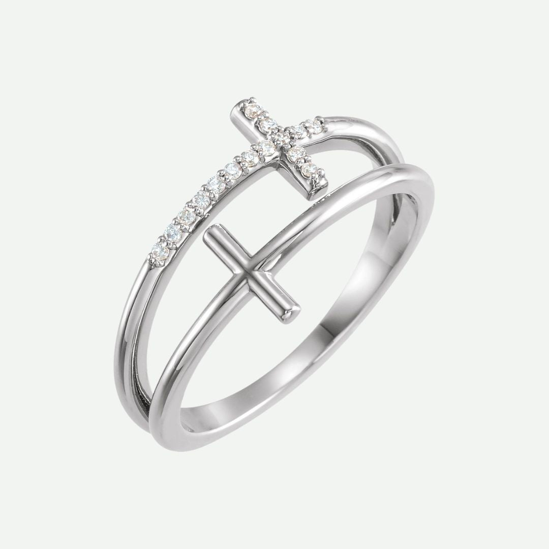 Right Oblique View of Sterling Silver JUSTIFIED Christian Ring For Women