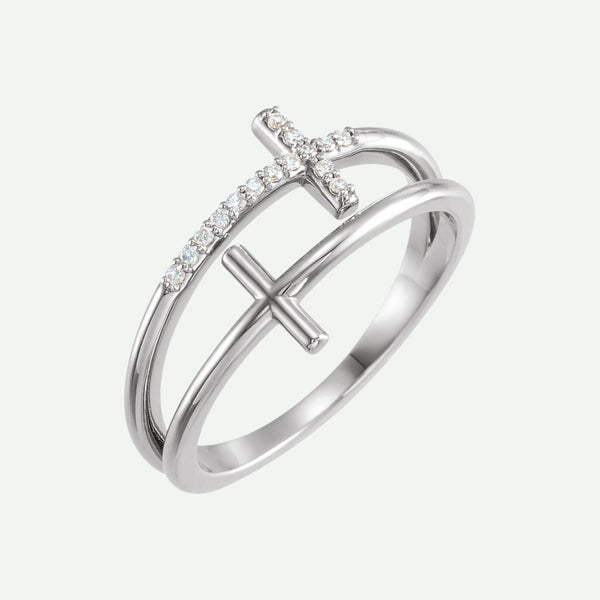 Right Oblique View of Sterling Silver JUSTIFIED Christian Ring For Women
