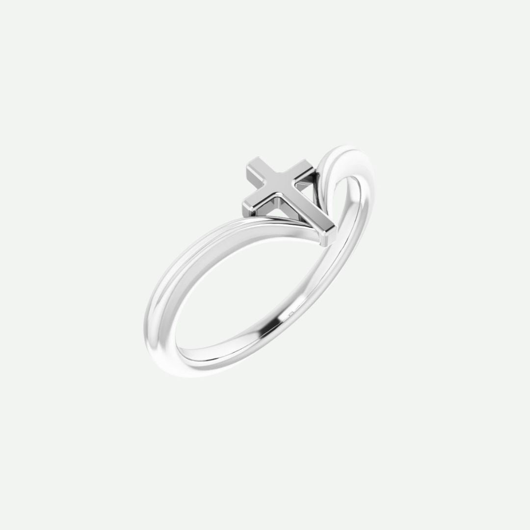 Right Oblique View of Sterling Silver SUSTAINED Christian Ring For Women