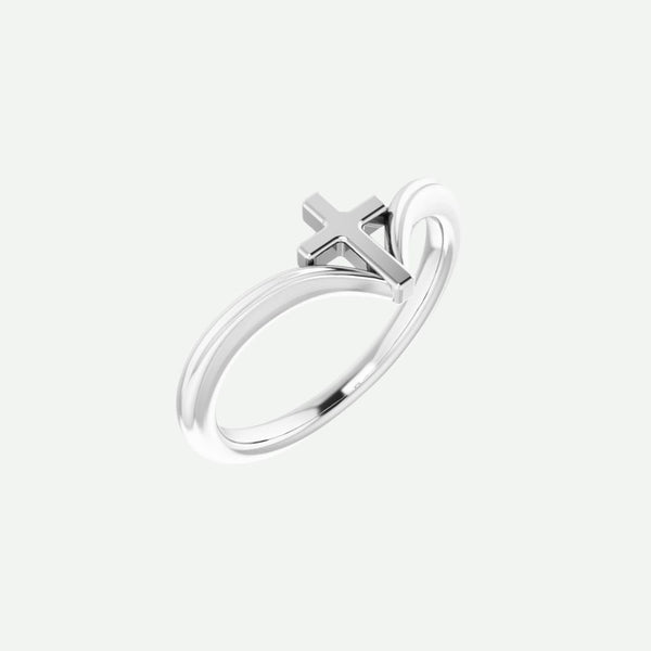 Right Oblique View of Sterling Silver SUSTAINED Christian Ring For Women
