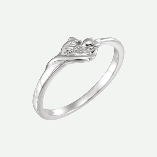 Right Oblique View of Sterling Silver UNBLOSSOMED Christian Ring For Women