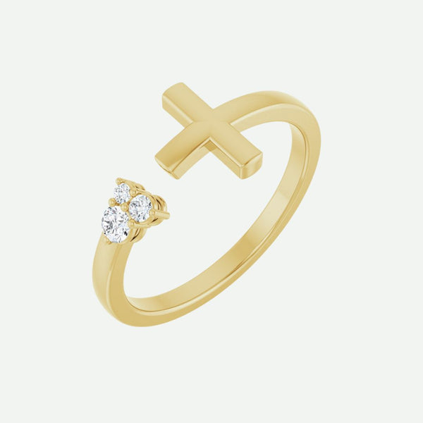 Right Oblique View of Yellow Gold PURITY Christian Ring For Women