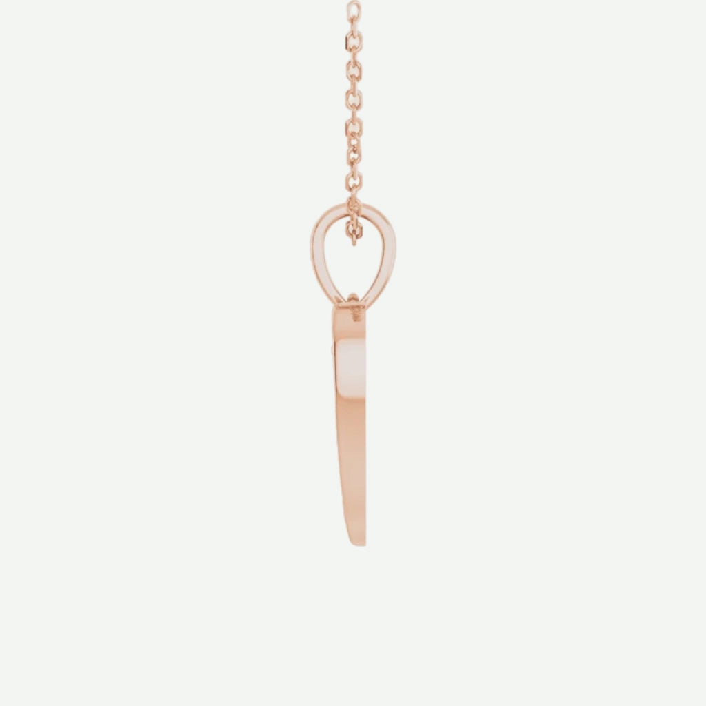 Side View of Rose Gold ANGEL WINGS HEART Christian Necklace For Women