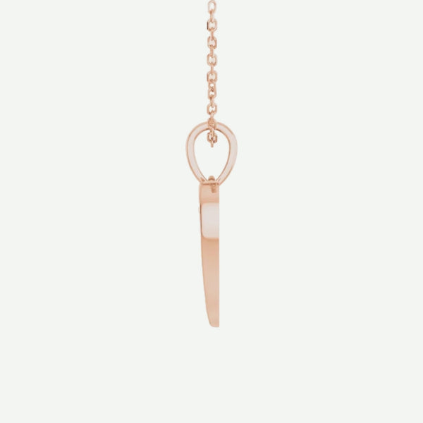 Side View of Rose Gold ANGEL WINGS HEART Christian Necklace For Women