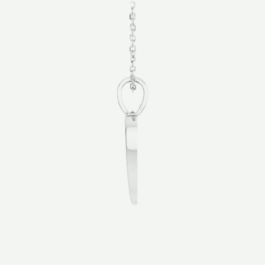 Side View of Sterling Silver ANGEL WINGS HEART Christian Necklace For Women