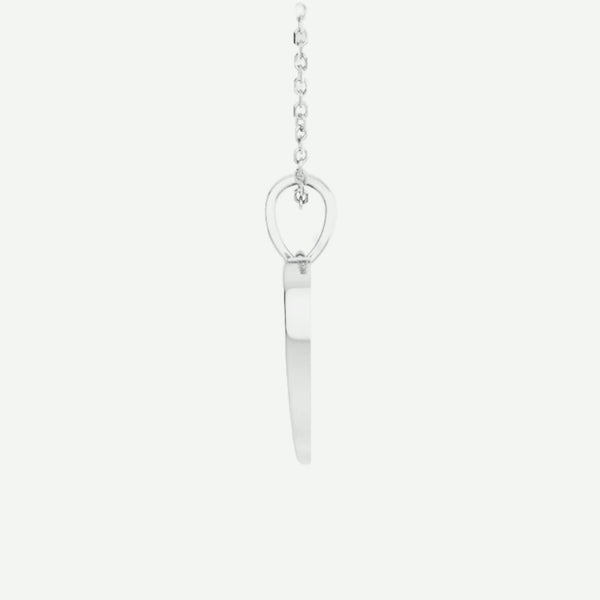 Side View of White Gold ANGEL WINGS HEART Christian Necklace For Women