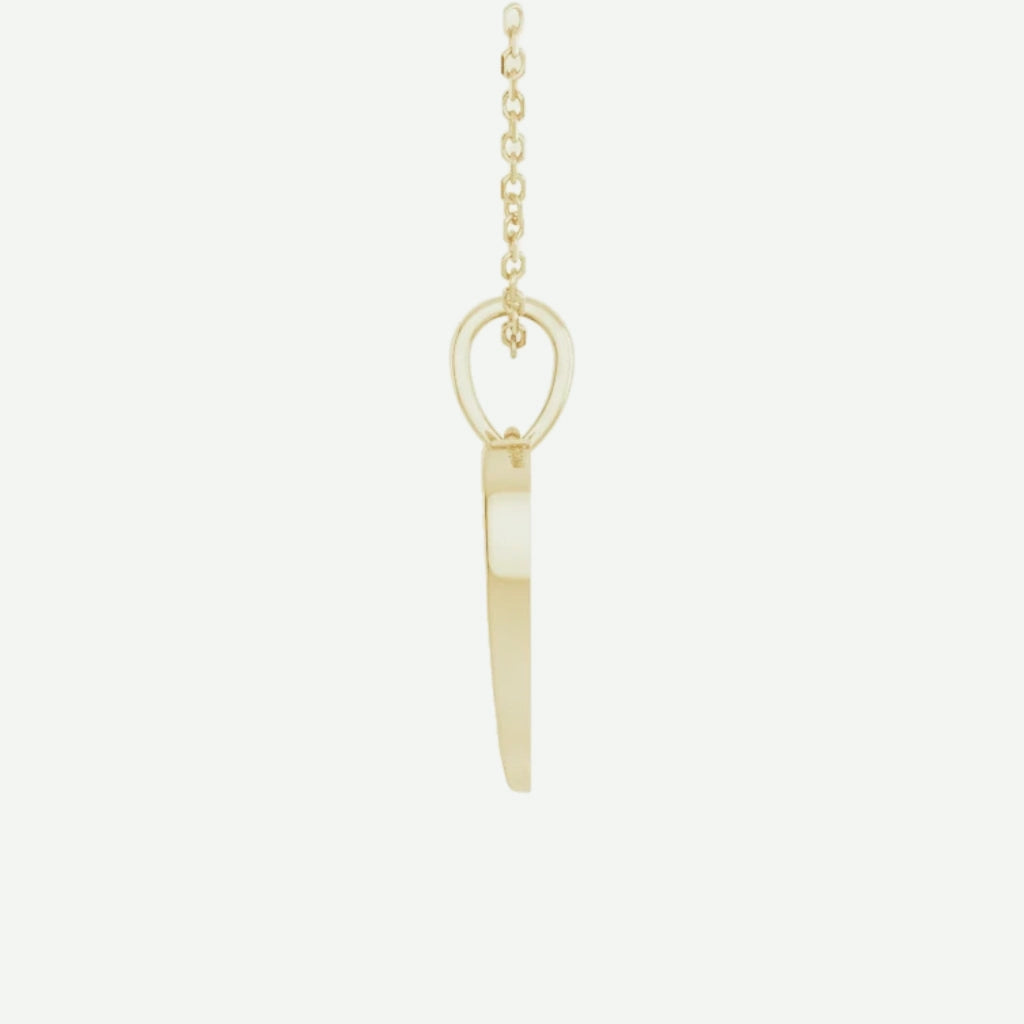 Side View of Yellow Gold ANGEL WINGS HEART Christian Necklace For Women