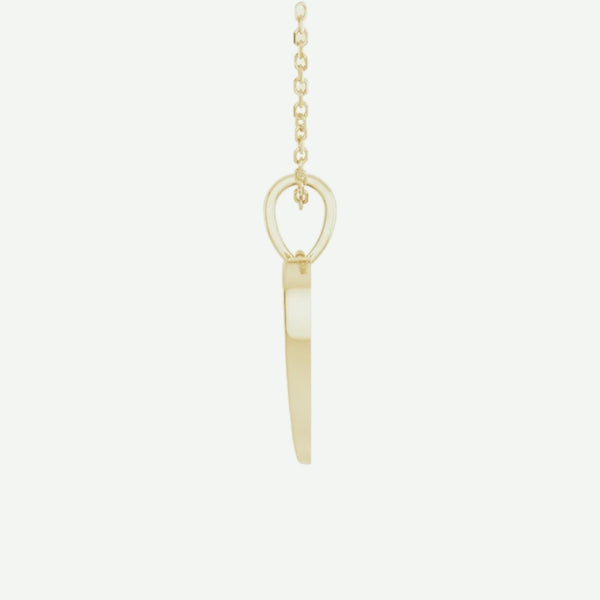 Side View of Yellow Gold ANGEL WINGS HEART Christian Necklace For Women