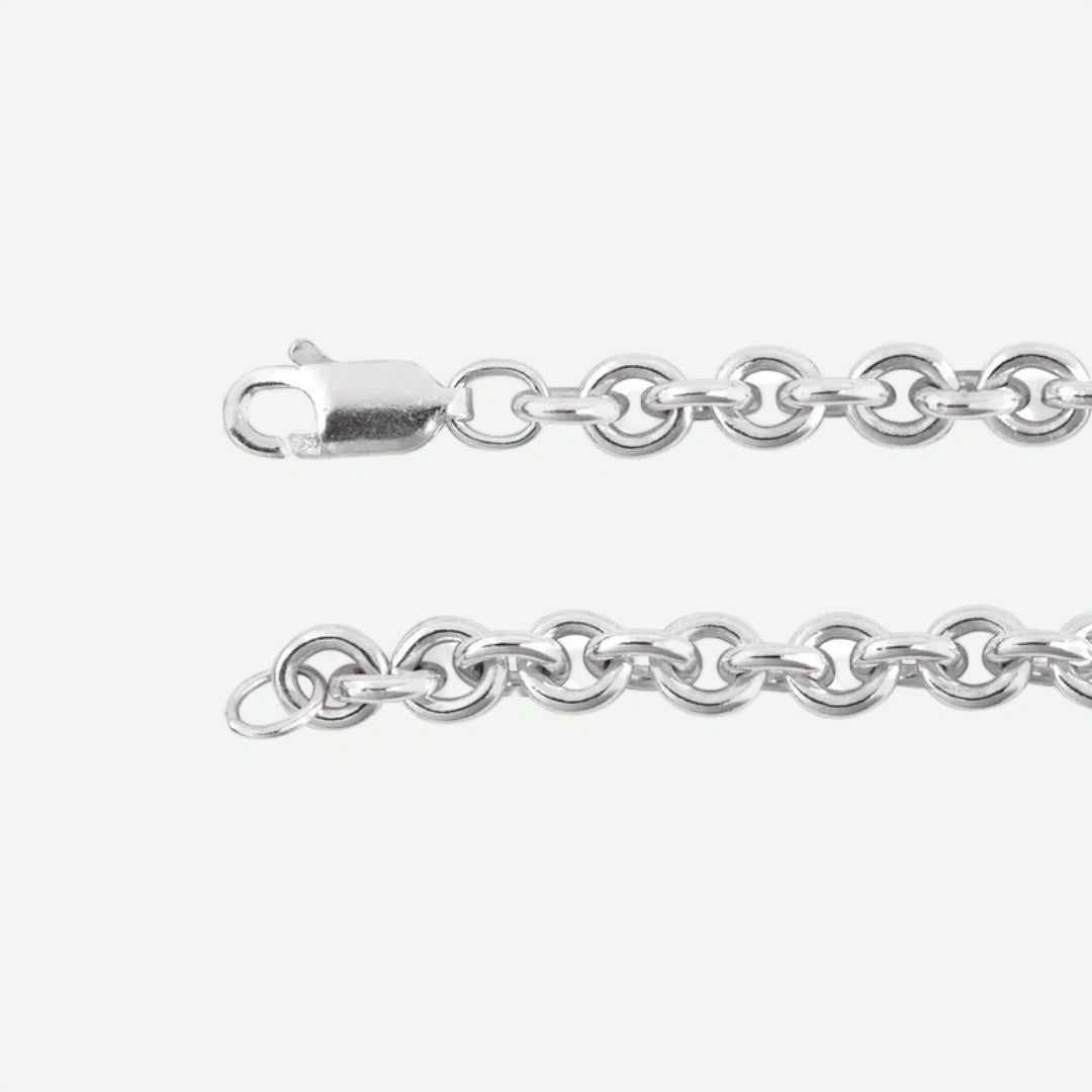 Side View of CABLE MAX Sterling Silver Chain For Women